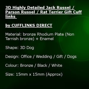 3D Jack Parson Russel Rat Terrier Dog Puppy Mens Gift Antique Style Cufflinks