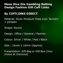Mens Dice Die Gambling Betting Design Fashion Gift Cuff Links