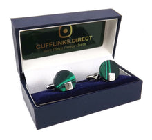 Modern Unique Green Malachite Gemstone Mens Gift Cuff links by CUFFLINKS DIRECT