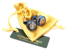 Blue Steampunk Tourbillon Watch Movement Mens Design Gift Cuff Links Cufflinks