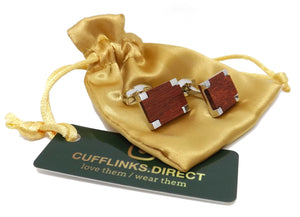 Beautiful Contemporary Rose wood and Platinum Plated Cuff links CUFFLINKS.DIRECT