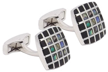 Abalone Shell & Black Onyx Checked Square Mens Wedding Gift by CUFFLINKS DIRECT