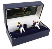 Baseball Mens gift Cufflinks Batsman and Pitcher bat cap fan by CUFFLINKS DIRECT