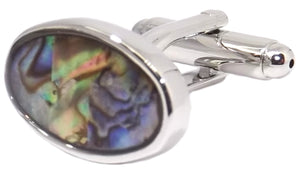 Abalone Pāua Pearl Shell Oval Mens Wedding Gift Cuff links by CUFFLINKS DIRECT