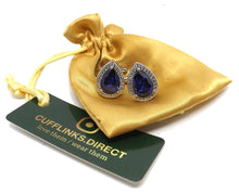 Blue Tear Drop AAA Austrian Crystal Gem Mens Gift Cuff Links by CUFFLINKS DIRECT