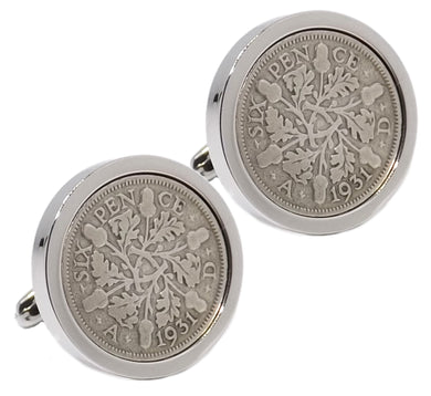 1931 Sixpence Coins Set in Silver Setting Mens Gift by CUFFLINKS DIRECT