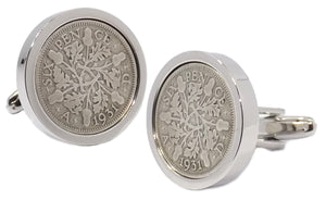 1931 Sixpence Coins Set in Silver Setting Mens Gift by CUFFLINKS DIRECT