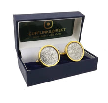 1950 Sixpence Coins Set in a Gold Plate Setting Mens Gift Cuff Links by CUFFLINKS DIRECT