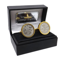 1950 Sixpence Coins Set in a Gold Plate Setting Mens Gift Cuff Links by CUFFLINKS DIRECT