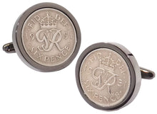 1951 Sixpence Coins Hand Set in a Gun Metal plate Setting Mens Gift Cuff Links by CUFFLINKS DIRECT