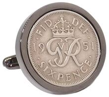 1951 Sixpence Coins Hand Set in a Gun Metal plate Setting Mens Gift Cuff Links by CUFFLINKS DIRECT