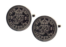 1951 Sixpence Coins Hand Set in a Silver plate Setting Mens Gift Cuff Links by CUFFLINKS DIRECT