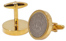 1951 Sixpence Coins Hand Set in a 9ct Gold plate Setting Mens Gift Cuff Links by CUFFLINKS DIRECT