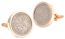 1954 Sixpence Coins Hand Set in a Rose Gold plate Setting Mens Gift Cuff Links by CUFFLINKS DIRECT