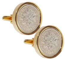 1958 Sixpence Coins Hand Set in a 9ct Gold plate Setting Mens Gift Cuff Links by CUFFLINKS DIRECT