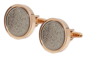 1959 Sixpence in roseGold Plate Mens 60 60th Birthday Gift by CUFFLINKS DIRECT