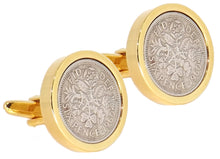1960 Sixpence Coins Hand Set in a 9ct Gold plate Setting Mens Gift Cuff Links by CUFFLINKS DIRECT