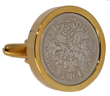 1961 Sixpence Coins Hand Set in a Yellow Gold plate Setting Mens Gift Cuff Links by CUFFLINKS DIRECT