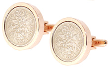 1962 Sixpence Coins Hand Set in a Rose Gold plate Setting Mens Gift Cuff Links by CUFFLINKS DIRECT