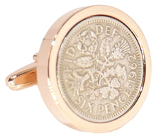 1962 Sixpence Coins Hand Set in a Rose Gold plate Setting Mens Gift Cuff Links by CUFFLINKS DIRECT