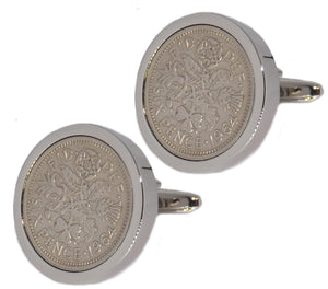 1964 Sixpence Coins Set in Silver Setting Mens Gift Cuff Links by CUFFLINKS DIRECT