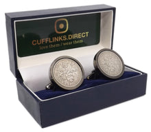 1965 Sixpence Coins Hand Set in a Gun Metal plate Setting Mens Gift Cuff Links by CUFFLINKS DIRECT