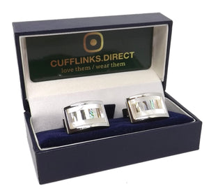 Abalone Shell & Mother of Pearl Stripe Mens Wedding Gift by CUFFLINKS DIRECT