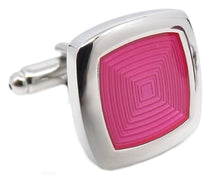 Modern Pink Square Enamel Mens Wedding Gift Cufflinks by CUFFLINKS DIRECT