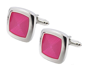 Modern Pink Square Enamel Mens Wedding Gift Cufflinks by CUFFLINKS DIRECT