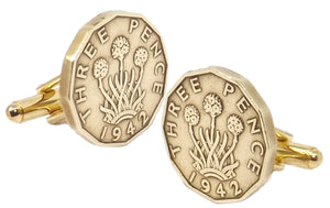 1942 Threepence Coins Mens Birthday Gift Cuff Links by CUFFLINKS DIRECT