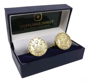 1942 Threepence Coins Mens Birthday Gift Cuff Links by CUFFLINKS DIRECT