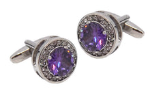 Lilac Purple Swarovski Crystal Design Mens Wedding Cufflinks CUFFLINKS DIRECT