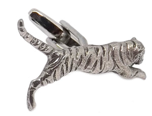 Silver Pewter 3D Tiger Mens Wedding Gift Cuff links By CUFFLINKS DIRECT
