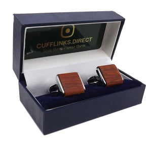 Luxury Square Redwood Cufflinks Mens 5th Wedding Gift Cufflinks CUFFLINKS DIRECT