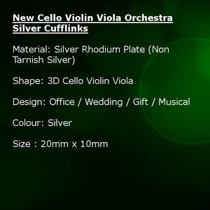 New Cello Violin Viola Orchestra Silver Cufflinks  by  CUFFLINKS.DIRECT