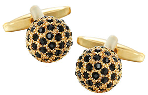 Black Crystal and 9Ct Gold Plate Mens Wedding Gift Cuff links by CUFFLINKS DIRECT