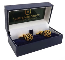 Black Crystal and 9Ct Gold Plate Mens Wedding Gift Cuff links by CUFFLINKS DIRECT