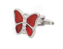 Red Enamel and Crystal Butterfly Cufflinks Mens gift by CUFFLINKS DIRECT