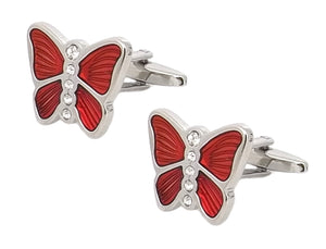 Red Enamel and Crystal Butterfly Cufflinks Mens gift by CUFFLINKS DIRECT