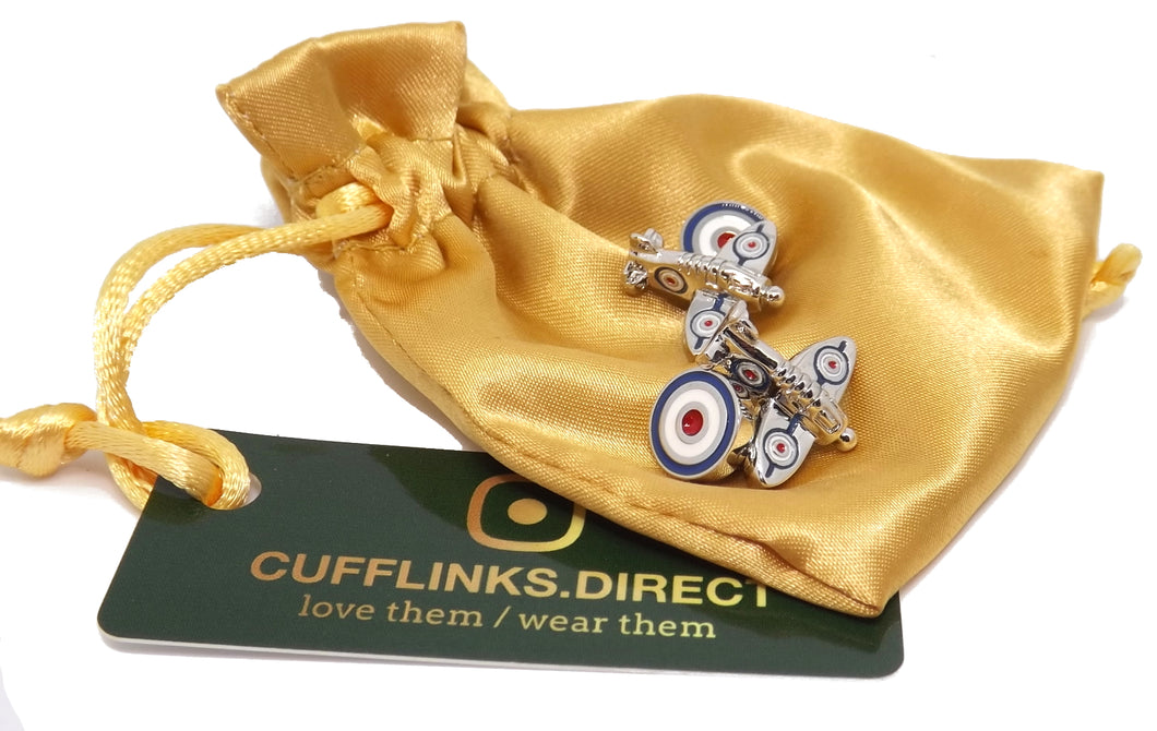 British WW2 Spitfire and Roundel War Plane Aeroplane Cuff links CUFFLINKS.DIRECT