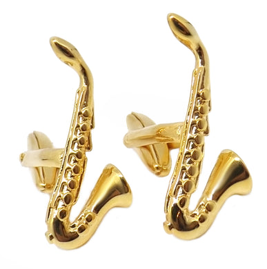 Gold Plated Saxophone Music Instrument Mens Gift Cuff links by CUFFLINKS DIRECT