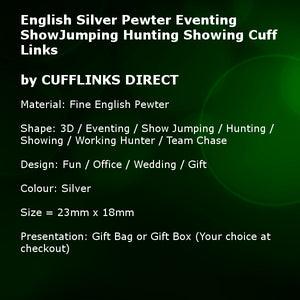 English Silver Pewter Eventing ShowJumping Hunting Showing Gift cuff links by CUFFLINKS DIRECT