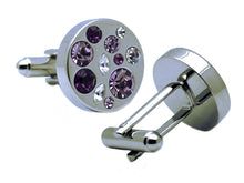 Pink & Purple modern Austrian crystal Mens Gift cuff links  by CUFFLINKS DIRECT