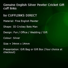 Genuine English Silver Pewter Cricket Gift cuff links by CUFFLINKS DIRECT