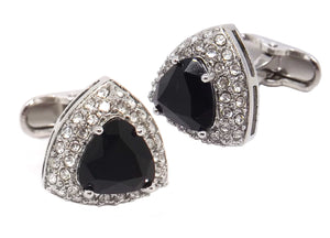 Black swarovski Crystal Triangle Design Mens Wedding Gift Cuff links by CUFFLINKS DIRECT