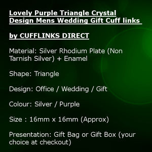 Lovely Purple Crystal Design Mens Wedding Gift Cuff links by CUFFLINKS DIRECT