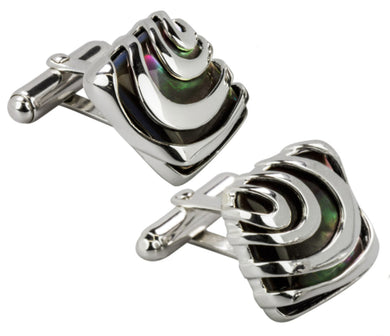 Solid 925 Sterling Silver Black Lip Mother of Pearl Mens Wedding Gift CUFFLINKS
