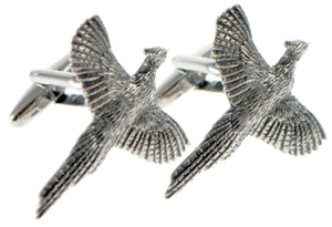 Pheasant Bird in Flight Hunting Shooting English Pewter Gift CUFFLINKS DIRECT