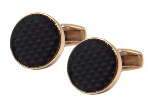 Rose Gold and Black Carbon Fibre Mens Gift cuff links by CUFFLINKS DIRECT