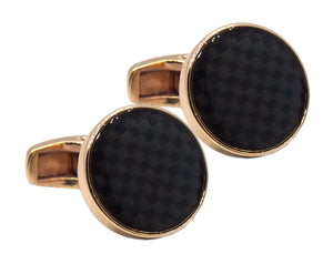 Rose Gold and Black Carbon Fibre Mens Gift cuff links by CUFFLINKS DIRECT
